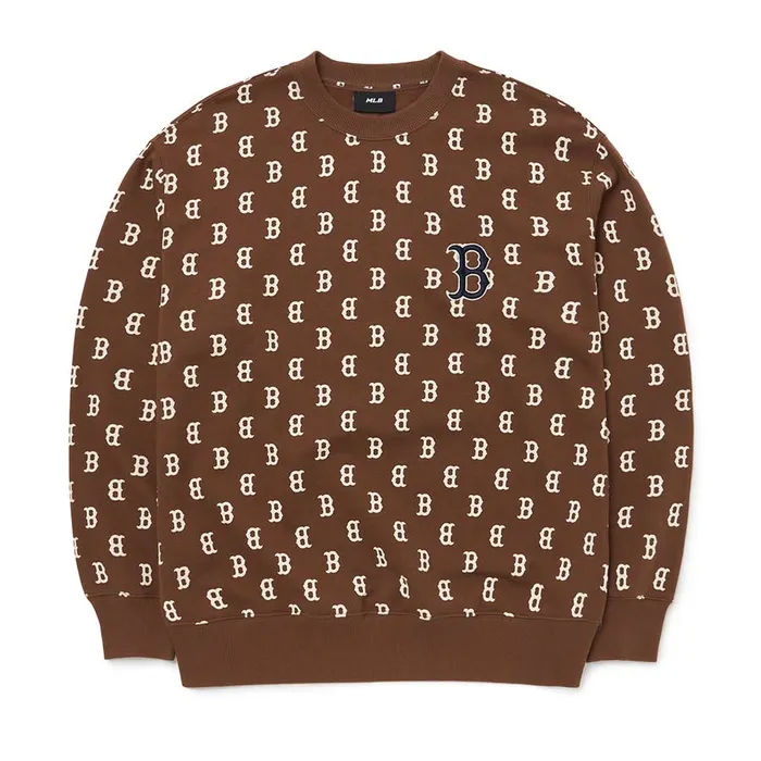 Áo Nỉ Sweater MLB Monogram Overfit Sweatshirt Boston Red Sox 3AMTM0224-43BRD Màu Nâu Size S