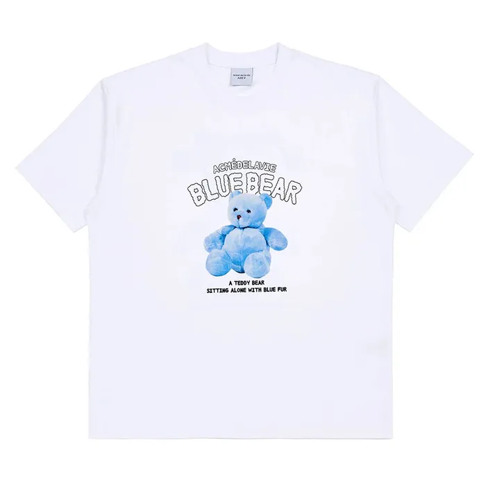 Áo Phông Acmé De La Vie ADLV Blue Teddy Bear Short Sleeve T-Shirt White Màu Trắng Size 1