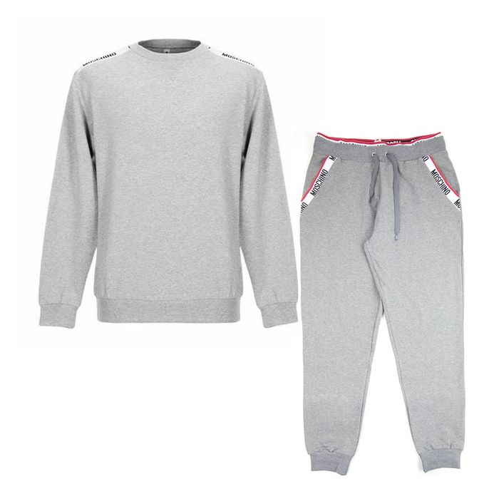 Bộ Quần Áo Nỉ Moschino Underwear 2PCS Tape Logo Sweatshirt Tracksuit  Màu Xám