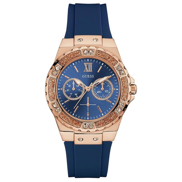 Đồng Hồ Nữ Guess Stainless Steel Crystal Silicone Watch 39mm U1053L1 Màu Vàng Xanh