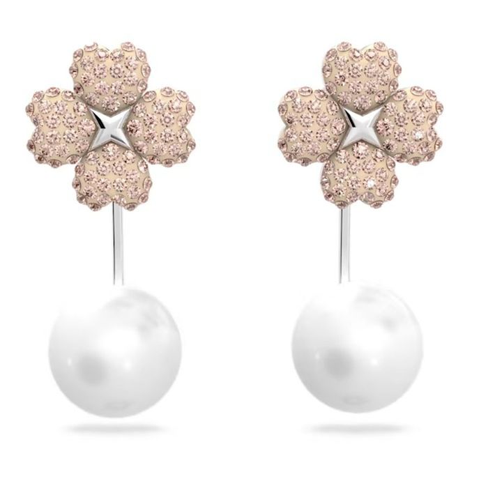 Khuyên Tai Swarovski Latisha Earring Jackets Flower, Pink, Rhodium Plated 5636486 Màu Hồng