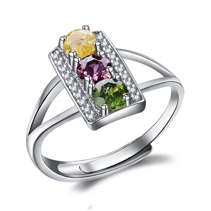 Nhẫn Kya Jewel Đá Tourmaline Sắc Sảo NAR4 Màu Bạc