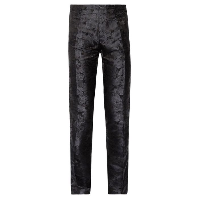 Quần Dài Nam Dolce & Gabbana D&G - Slim-Fit Silk-Jacquard Trousers Black Màu Đen