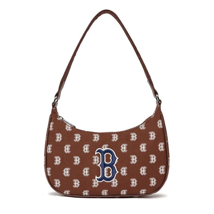 Túi Đeo Vai MLB Monogram Jacquard Hobo Boston Red Sox 3ABQS102N-43BRD Màu Nâu