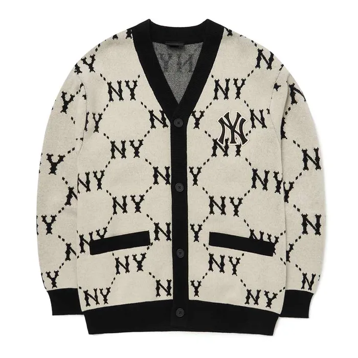 Áo Cardigan MLB  Monogram New York Yankees 3AKCM0224-50CRS Màu Đen Trắng Size S