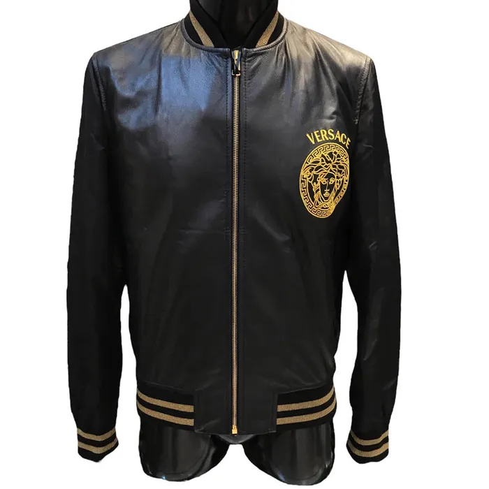Áo Khoác Da Versace Jeans Couture Jackets In Logo Màu Đen