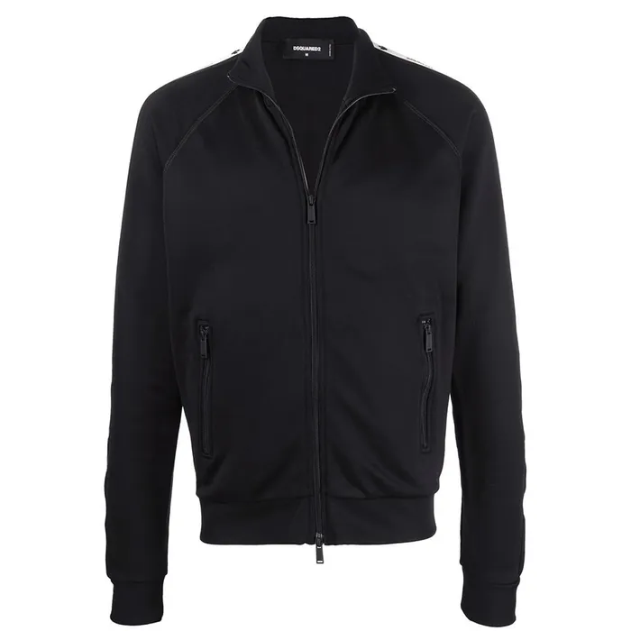 Áo Khoác Dsquared2 Logo Tape Zip Up Sweatshirt Màu Đen