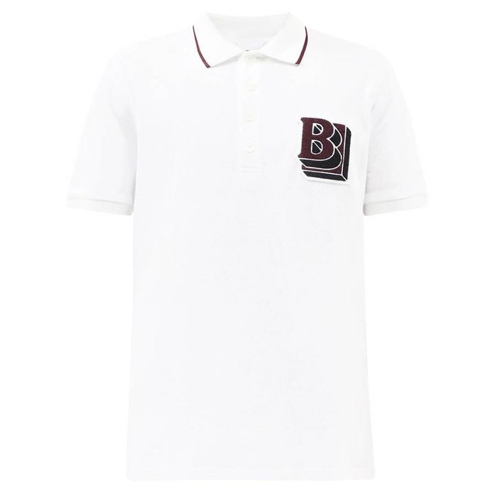 Áo Polo Burberry Logo Patch Màu Trắng Size S