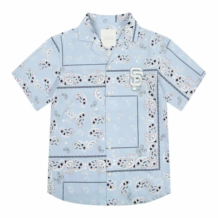 Áo Sơ Mi MLB Paisley Back Logo Short-Sleeved Shirt San Francisco Giants 31WSH3131-14S Màu Xanh Blue