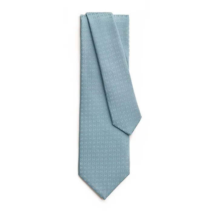 Cà Vạt Hermès Cravate Façonnée H Màu Xanh Ngọc Nhạt