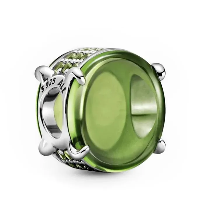 Hạt Vòng Charm Pandora Green Oval Cabochon 799309C02 Màu Xanh Green
