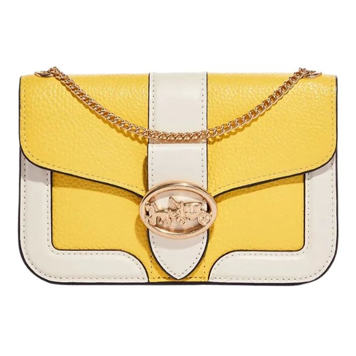 Túi Đeo Vai Coach Georgie Shoulder Bag In Colorblock Màu Vàng Trắng