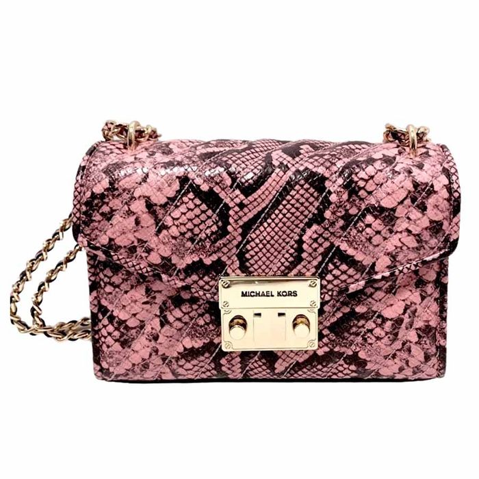 Túi Đeo Vai Michael Kors MK Rose 35S1GXOC1E Small Crossbody Bag In Natural 35S1GXOC1E Họa Tiết Da Rắn Màu Hồng