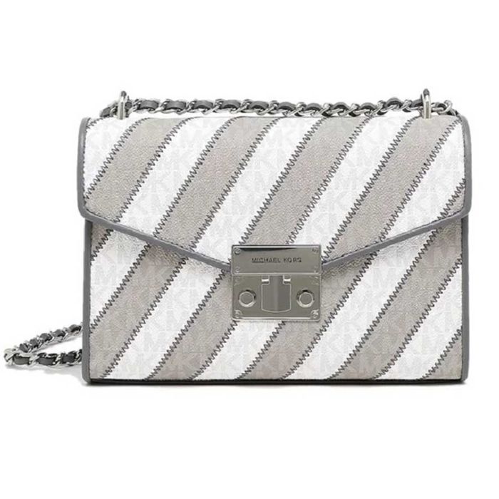 Túi Đeo Vai Michael Kors MK Rose Medium Flap Shoulder Bag Pearl Grey Màu Xám