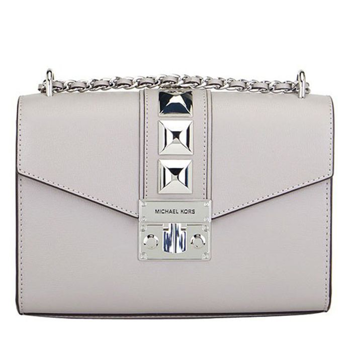Túi Đeo Vai Michael Kors MK Rose Pearl Gray Medium-Flap Leather Shoulder Bag 35F0SXOL8L Màu Xám