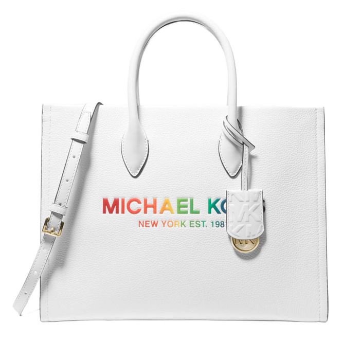 Túi Tote Michael Kors MK Medium Pebbled Pride Leather Mirella Tote Bag Màu Trắng