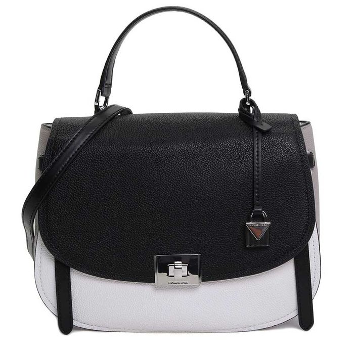 Túi Xách Michael Kors MK Cassie Leather Satchel Màu Đen - Trắng