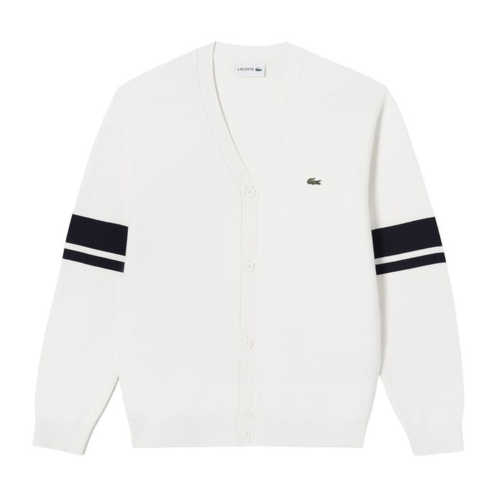 Áo Cardigan Lacoste Men's Rings Rings Tipped Cardigan AH924E-52G 001 Màu Trắng Size S