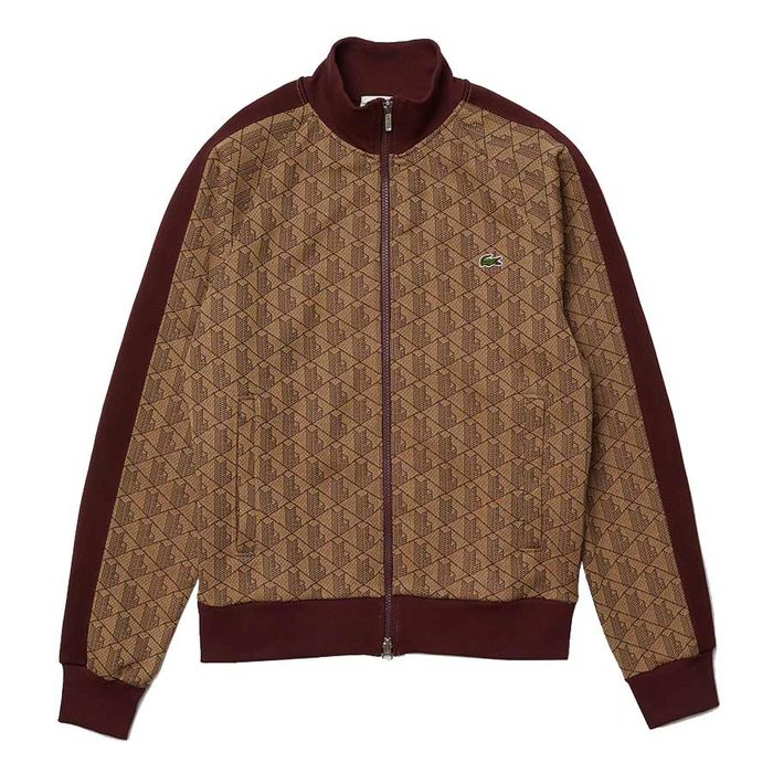 Áo Khoác Lacoste Unisex Live Monogram Patterned Jacquard Zip Jacket SH2759 Màu Nâu Be Size XXS