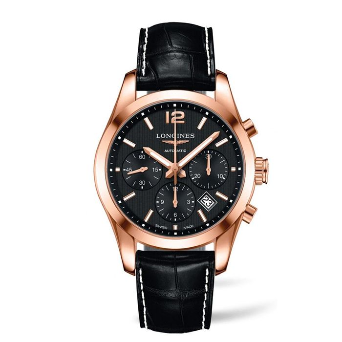Đồng Hồ Nam Longines  Conquest Chronograph Gold 18k Automatic L27868563 41mm Màu Đen