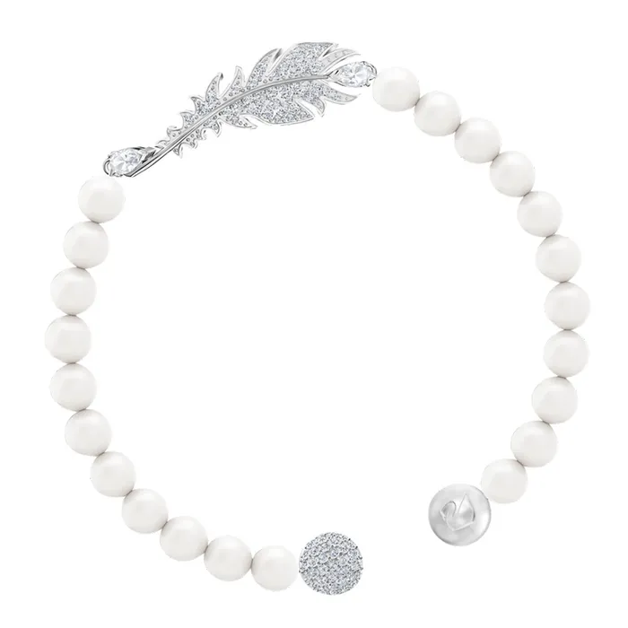 Vòng Đeo Tay Swarovski Nice Pearl Bracelet White, Rhodium Plated 5646744 Màu Trắng Size M