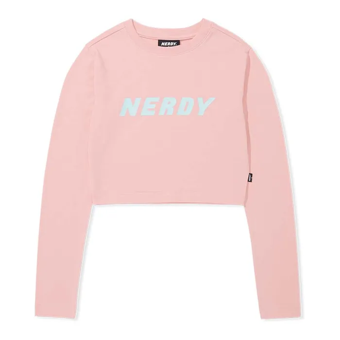 Áo Croptop Nerdy Dài Tay Màu Hồng Size S