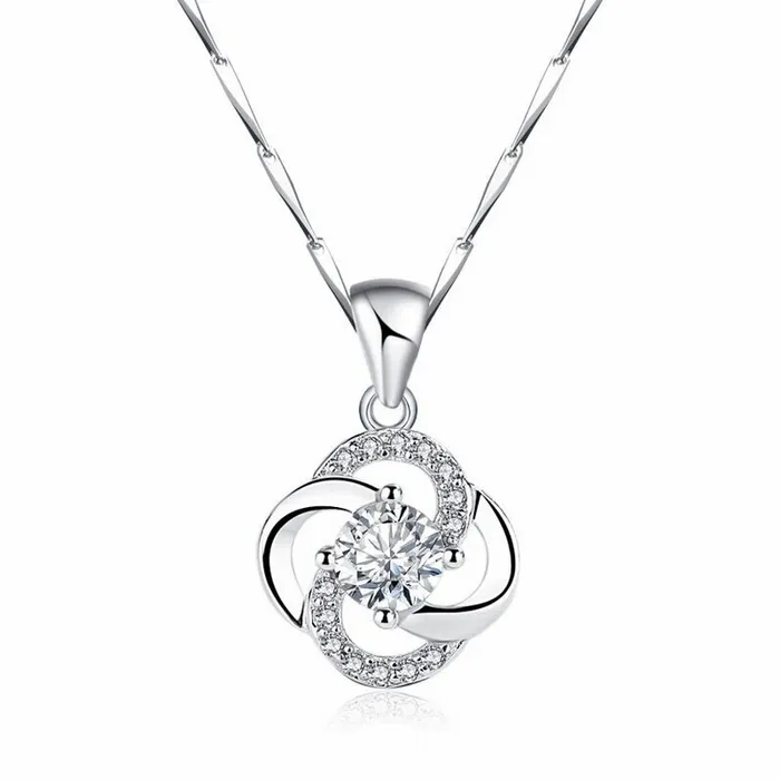 Dây Chuyền Lili Jewelry Bạc Nữ Đính Đá CZ Cỏ 4 Lá LILI_426865 Màu Bạc