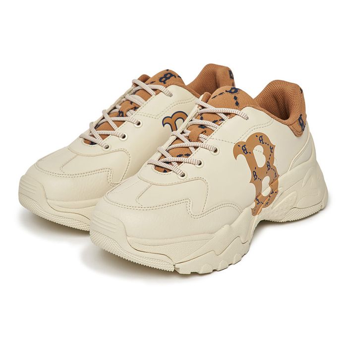 Giày Thể Thao MLB Big Ball Chunky Diamond Monogram Boston Red Sox 3ASHCDM2N-43BGD Màu Nâu Trắng Size 265