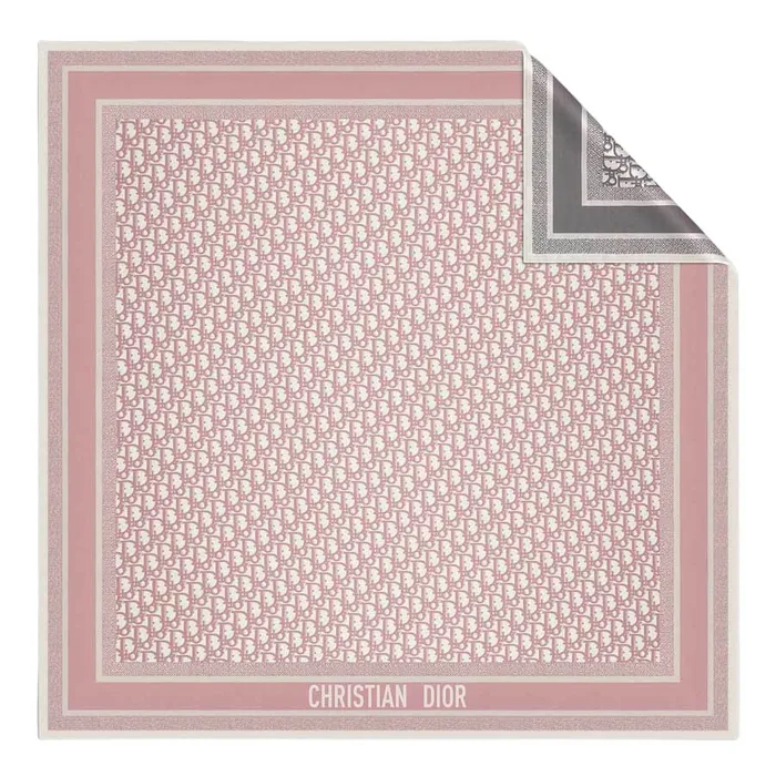 Khăn Dior Oblique Diortwin Square Scarf 15DOB090I600_C412 Màu Hồng Xám