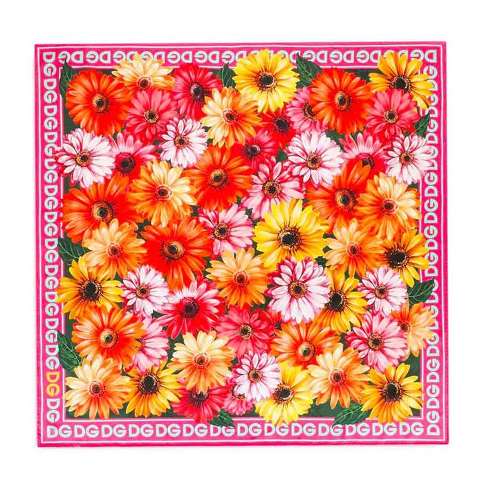 Khăn Dolce & Gabbana D&G Silk Gerbera Daisy Scarf Họa Tiết Hoa Phối Màu