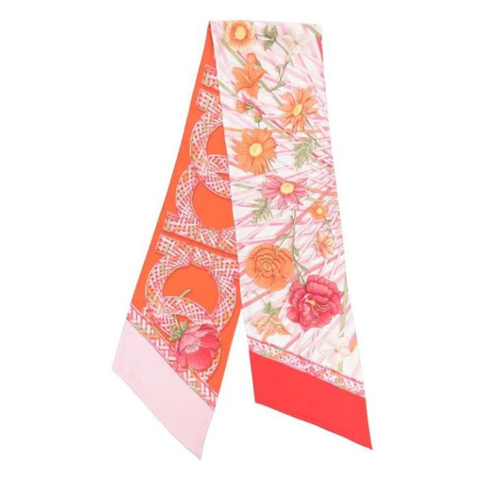 Khăn Lụa Salvatore Ferragamo Floral Print Bow Phối Màu