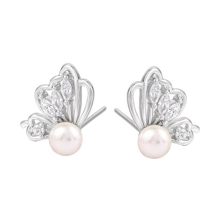 Khuyên Tai LiLi Jewelry Hình Cánh Bướm Đính Ngọc Trai LiLi_677575  Màu Trắng