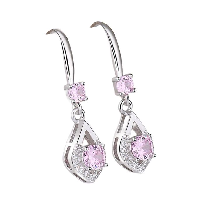 Khuyên Tai LiLi Jewelry Hình Giọt Nước Đính Đá  CZ Lili_416496 Màu Hồng