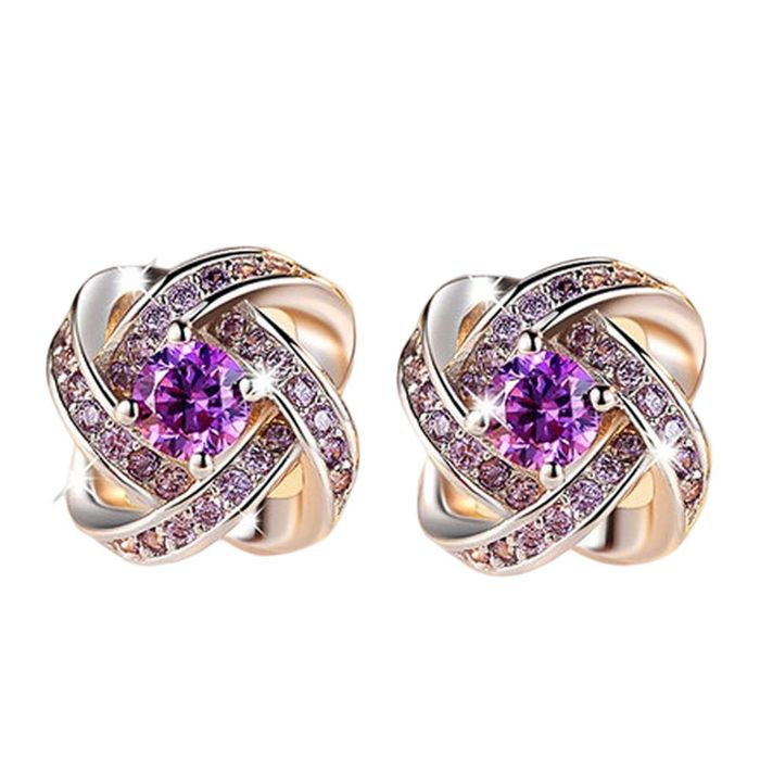 Khuyên Tai LiLi Jewelry Mạ Bạch Kim Đính Đá CZ Lili_553834 Màu Tím