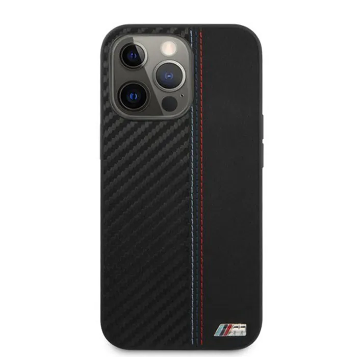 Ốp Điện Thoại BMW iPhone 13 Pro BMHCP13LMOCABK Cacbon Silicon Logo M Màu Đen