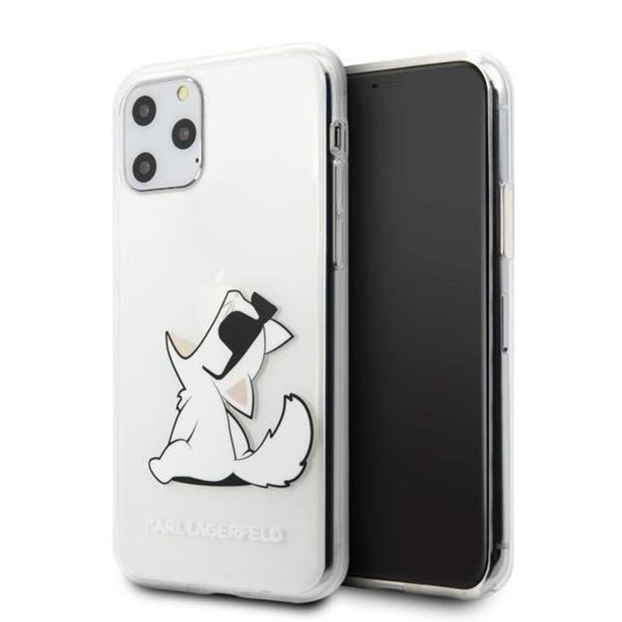 Ốp Điện Thoại Karl Lagerfeld iPhone 11 Pro Max Hình Mèo Ngồi KLHCN65CFNRC Màu Trắng