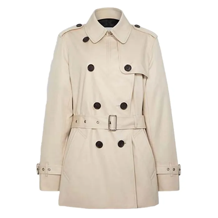 Áo Măng Tô Nữ Coach F34022 Porcelain Solid Short Trench Coat Jacket Double Breasted Màu Trắng Size S