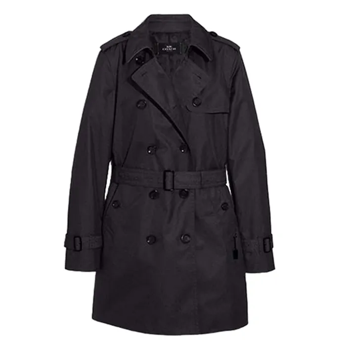 Áo Măng Tô Nữ Coach F34024 Women's Trench Coat Black Màu Đen Size XXS