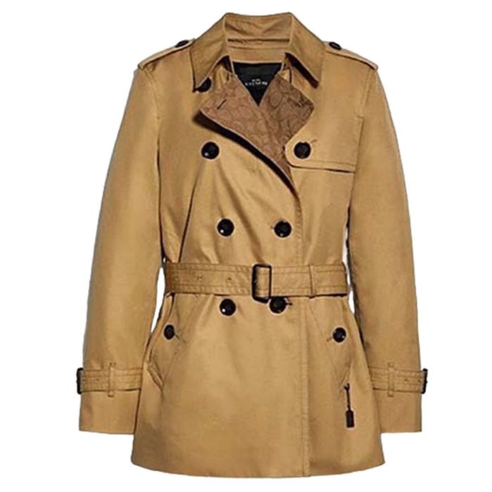 Áo Măng Tô Nữ Coach Signature Lapel Short Trench 91472 Màu Kaki Size XS
