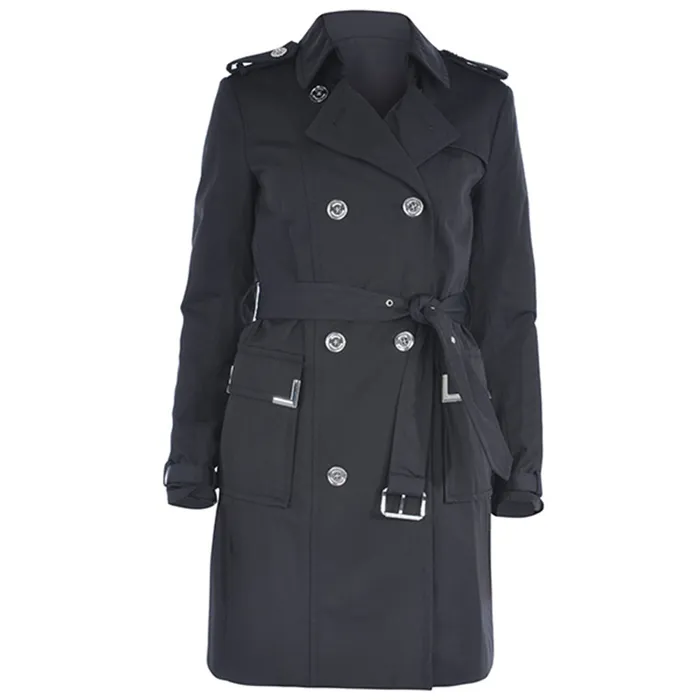 Áo Măng Tô Michael Kors MK Cotton Blend Trench Coat Màu Đen Size XS