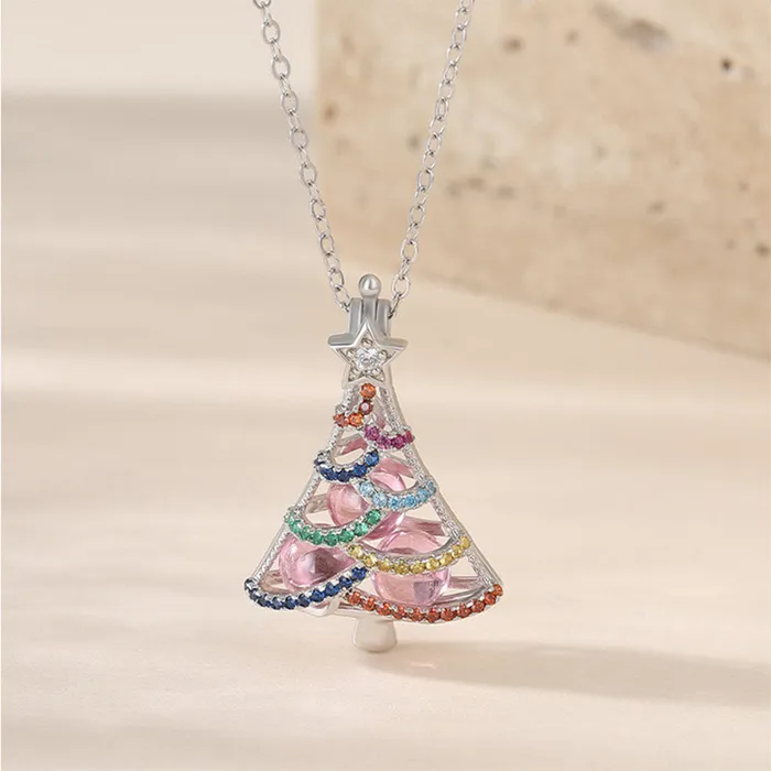 Dây Chuyền Nữ Dạng Lồng Đóng Mở Hình Cây Thông Noel Lili 054167 Màu Bạc