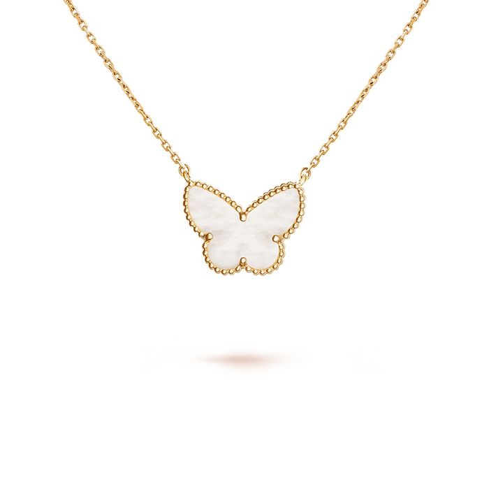 Dây Chuyền Jewery Luxury Lucky Alhambra Butterfly Pendant 18K Yellow Gold, Mother-Of-Pearl Màu Vàng Gold Size 15mm