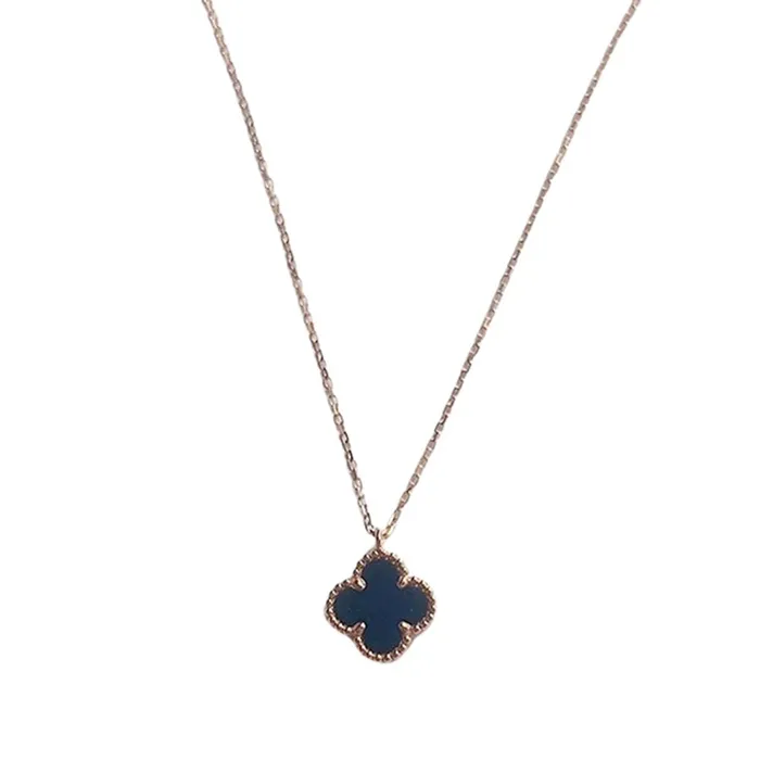 Dây Chuyền Jewery Luxury Onyx Vintage Alhambra Pendant Necklace Màu Vàng Hồng Size 9mm