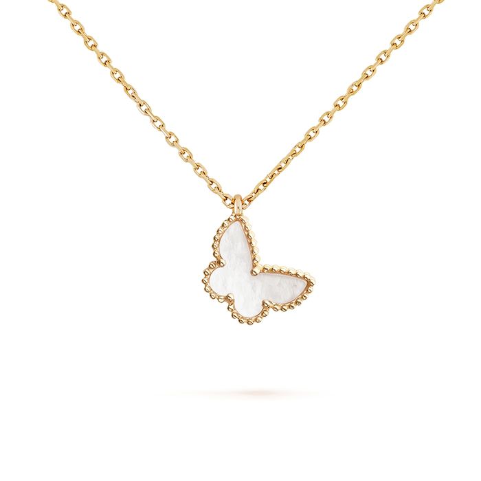 Dây Chuyền Jewery Luxury Sweet Alhambra Butterfly Pendant 18K Yellow Gold Mother-Of-Pearl Màu Vàng Gold Size 9mm