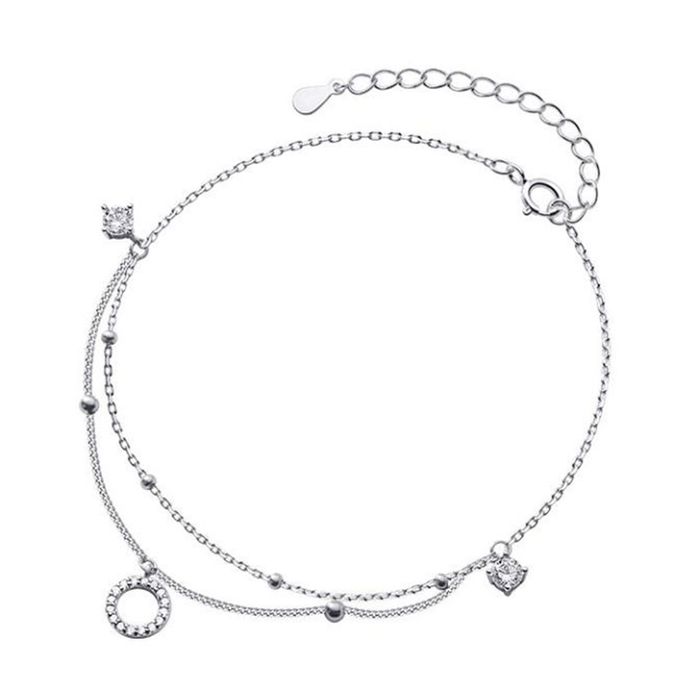 Lắc Chân LiLi Jewelry Đính Đá Cz Mặt Tròn Lili_919288 Màu Bạc