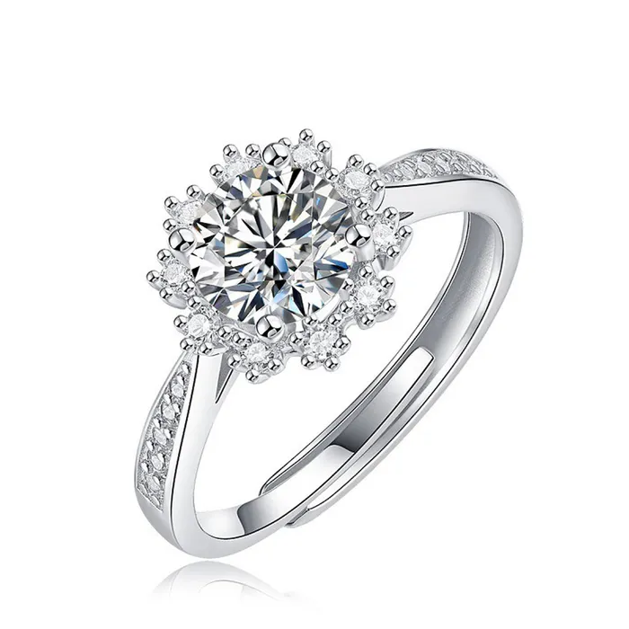 Nhẫn LiLi Jewelry Đính Kim Cương Moissanite Hình Bông Tuyết Lili_423452 Màu Bạc