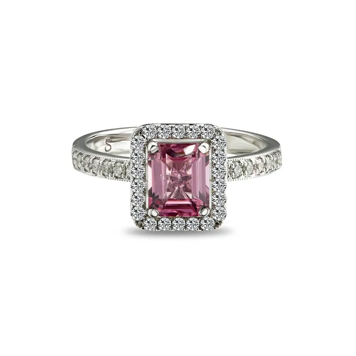 Nhẫn Sherlyn Diamond RS1188#11 Vàng Trắng 18k Đính Kim Cương Spinel Màu Hồng