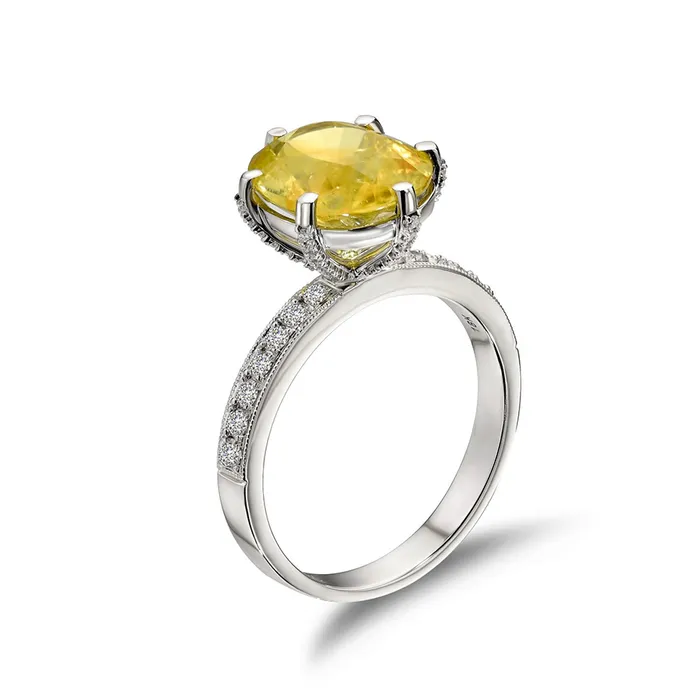 Nhẫn Sherlyn Diamond RS3214 Vàng Trắng 18k Đính Kim Cương Tourmaline Màu Vàng