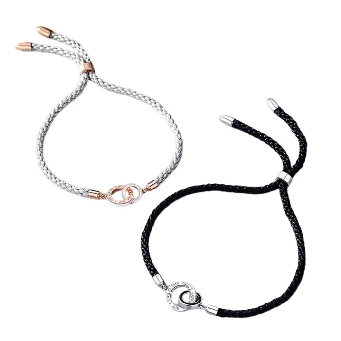 Vòng Đeo Tay Đôi LiLi Jewelry Dây Bện Hình Nhẫn Đôi The Only Love Lili_962667 Màu Trắng Đen