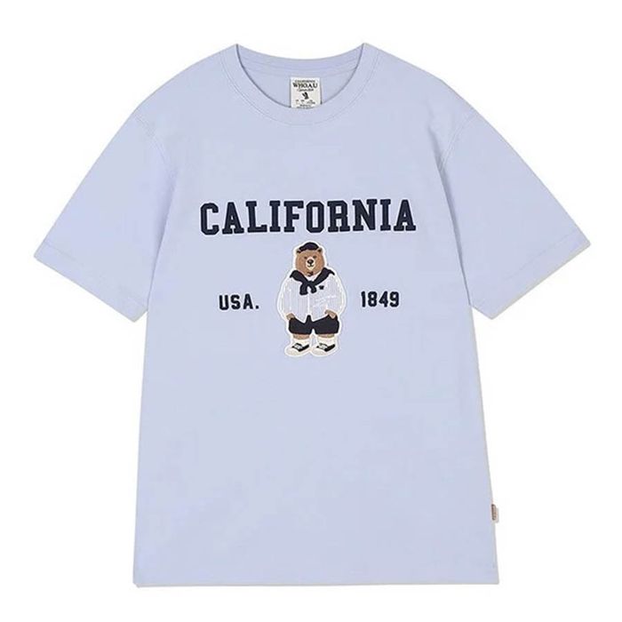 Áo Phông WHOAU California Steve Patch T-shirt Màu Xanh Nhạt